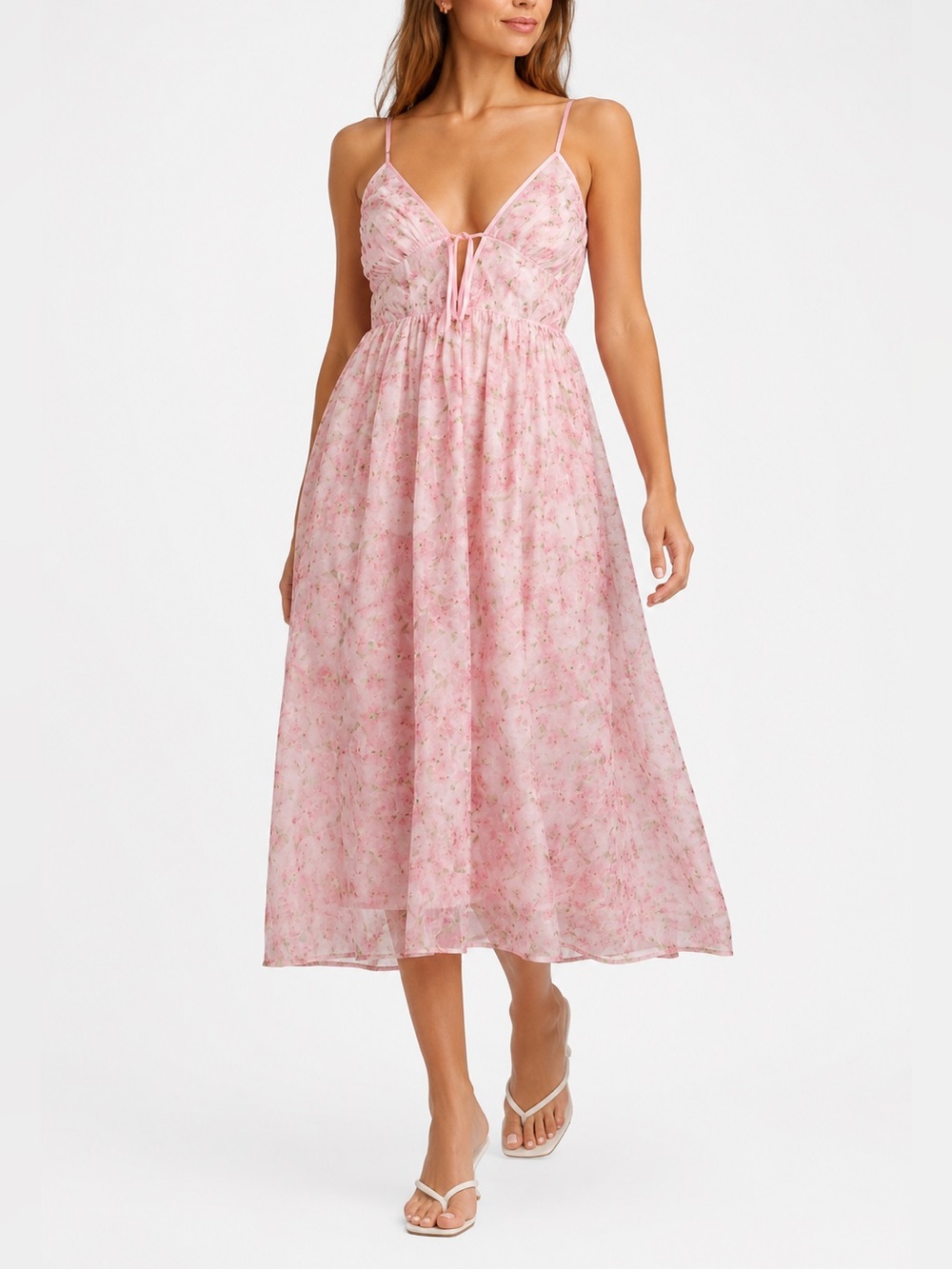 NEW Rare En Saison Pink floral embroidered maxi midi summer dress size XS